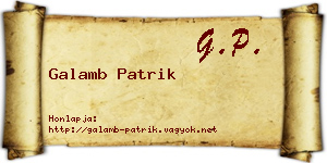 Galamb Patrik névjegykártya